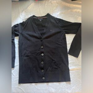 TOMMY HILFIGER Women Front Button Black Cardigan Sweater _ Size S
